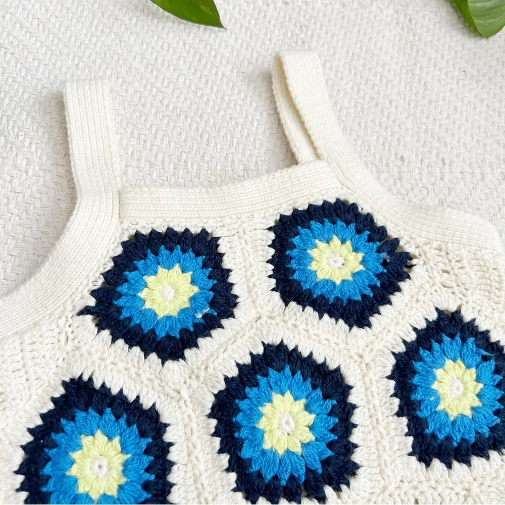 Crewcuts Granny Square Patchwork Crochet Knit Tank Top 2-3 years